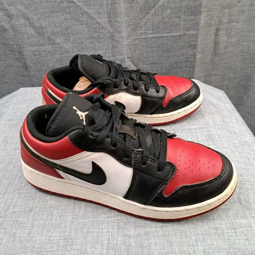 %2021 Nike Air Jordan 1 Low GS - Bred Toe Size 7Y / AJ10